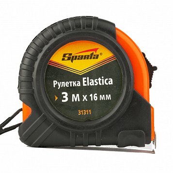 Рулетка Elastica, 3 м х 16 мм, обрезиненный корпус Sparta